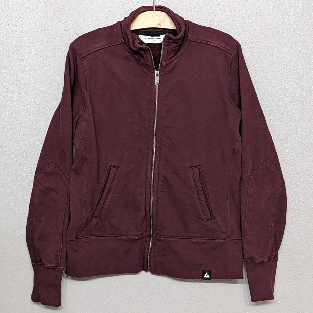 American Giant Moto Full Zip Jacket Fleece Sweatshirt Women's Medium Black Amber